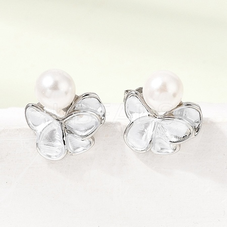 Brass Enamel Stud Earrings KK-CBAB173-02E-P-1