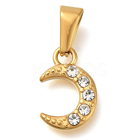 Ion Plating(IP) 304 Stainless Steel Charms with Rhinestone STAS-Z113-11G-1