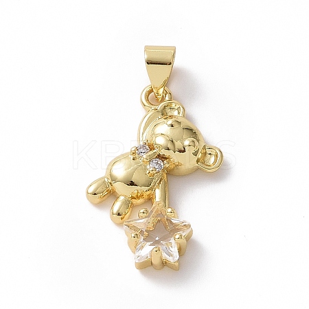 Brass Micro Pave Cubic Zirconia Pendants KK-E074-03G-05-1