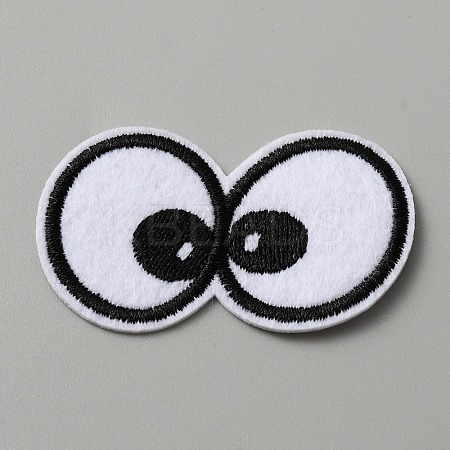 Cartoon Style Double Eye Embroidered Cloth Patches PATC-WH0001-116A-1