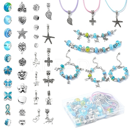 DIY Resin & Alloy & Polymer Clay Rhinestone European Beads Bracelets & Necklace Jewelry Making Kits DIY-YW0009-46-1