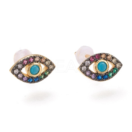 Brass Micro Pave Cubic Zirconia Stud Earrings ZIRC-I044-19B-1