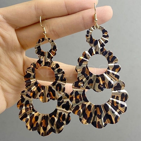 Teardrop Leopard Print Alloy Dangle Earrings for Women LS-EJEW-K304-02G-1