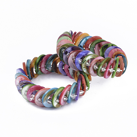 Freshwater Shell Beads Stretch Bracelets BJEW-S121-02B-01-1