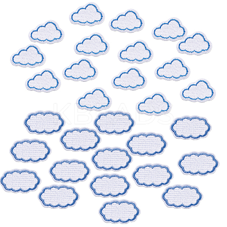 30Pcs 2 Styles Cloud Embroidery Sew on Cloth Patches PATC-GA0001-81-1