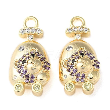 Brass Micro Pave Cubic Zirconia Pendants KK-F862-08G-1