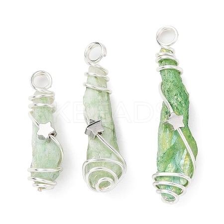 Electroplated Raw Rough Natural Quartz Crystal Copper Wire Wrapped Pendants PALLOY-JF02412-02-1