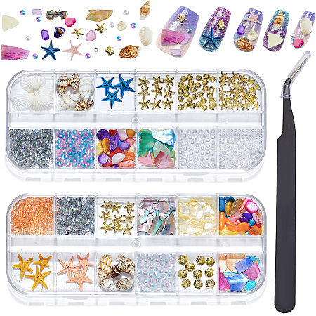 Ocean Theme Natural Shell & Resin & Plastic & Alloy Nail Art Decoration MRMJ-CP0001-34C-1