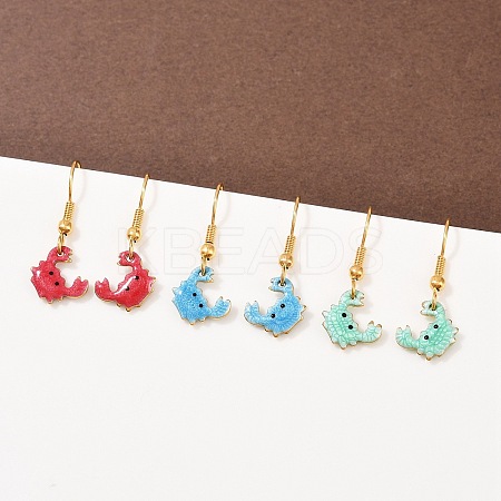 Ocean Series 304 Stainless Steel Enamel Dangle Earrings EJEW-K017-01F-G-1