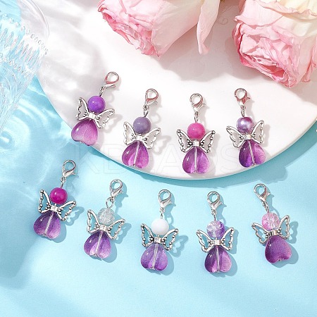Angel Glass Pendant Decorations HJEW-JM02640-1