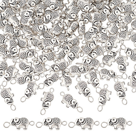 100Pcs Tibetan Style Alloy Elephant Connector Charms FIND-AR0003-07-1