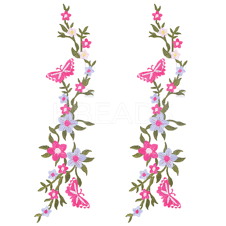 Polyester Rayon Flower Embroider Thread Iron on/Sew On Patches PATC-WH20017-18C-1