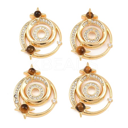 Natural Tiger Eye Pendants KK-H538-17G-1