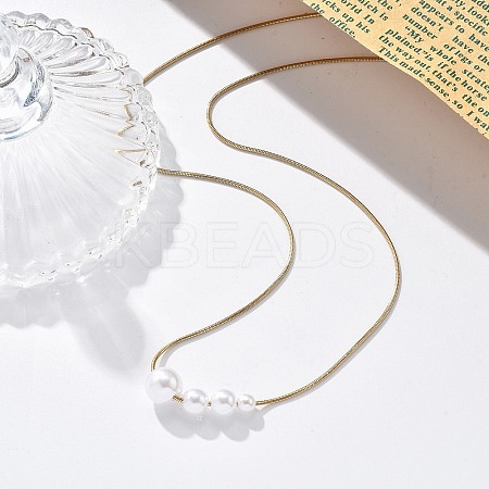 White Plastic Pearl Graduated Round Beads Pendant Necklaces NJEW-P320-21G-1