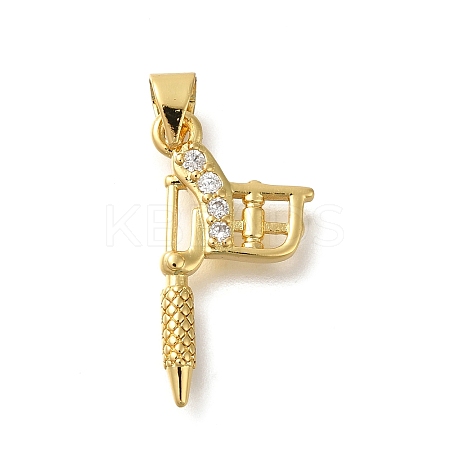 Rack Plating Brass Micro Pave Cubic Zirconia Pendants KK-Z086-63G-01-1