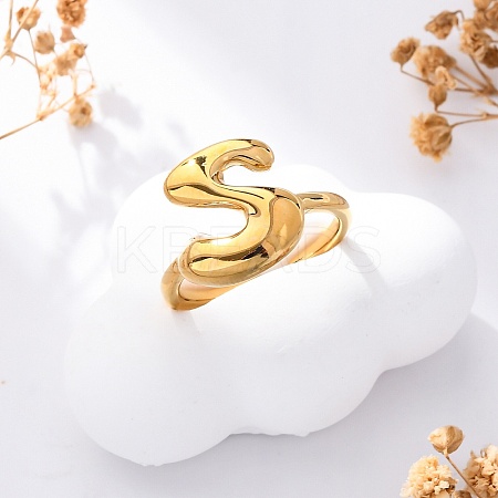 304 Stainless Steel Open Cuff Rings for Women LS-RJEW-M060-01G-19-1