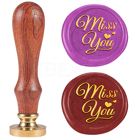 Miss You DIY Scrapbooking Wax Seal Stamp with Wooden Handle AJEW-WH0208-1242-1