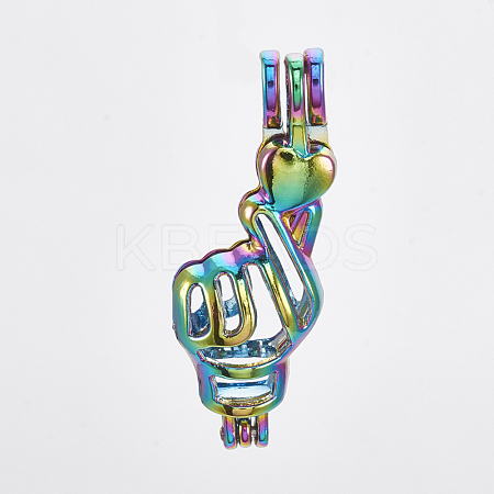 Plated Alloy Bead Cage Pendants PALLOY-S119-038-1