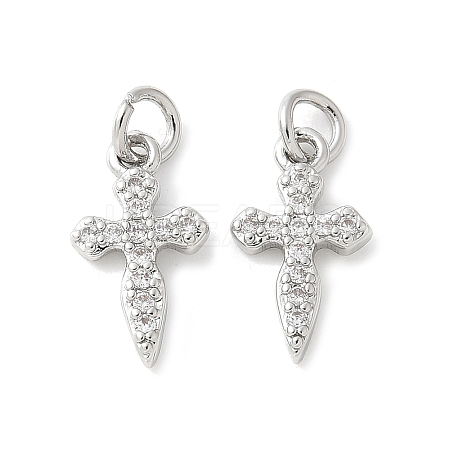 Brass Micro Pave Cubic Zirconia Charms KK-U056-26P-1