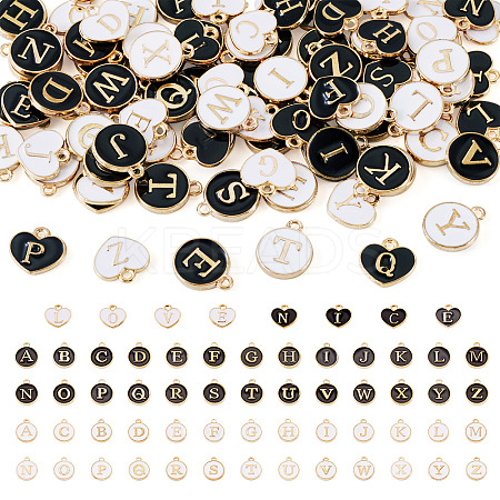 92Pcs 4 Styles Initial Letter A~Z Alphabet Enamel Charms ENAM-TA0003-50-1