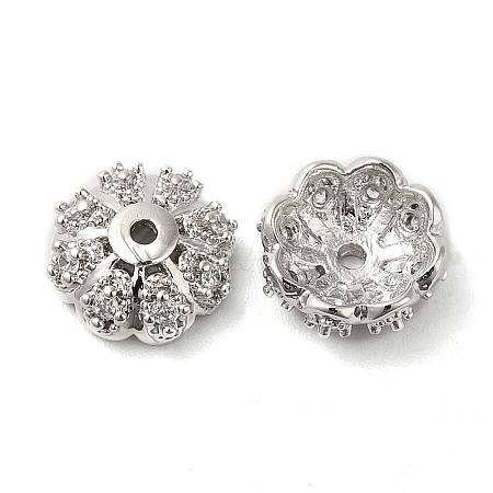 Brass Micro Pave Cubic Zirconia Bead Caps KK-E068-VF836-1-1