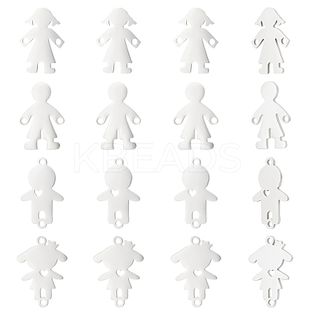 16Pcs 4 Style 201 Stainless Steel Connector Charms STAS-UN0035-52-1