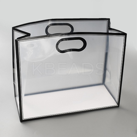 Rectangle Frosted Transparent PP Plastic Storage Bags with Die Hole Handles ABAG-WH0072-004B-1