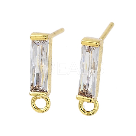 Brass Micro Pave Cubic Zirconia Earring Findings X-KK-A205-10G-03-1