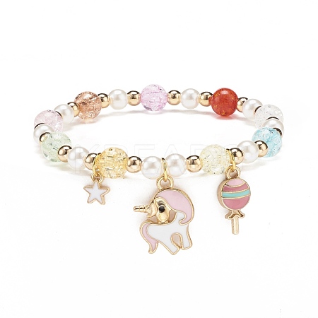 Colorful Alloy Enamel Cute Charms Bracelet BJEW-JB08661-04-1
