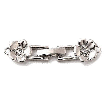 Brass Micro Pave Clear Cubic Zirconia Fold Over Clasps KK-C075-32P-1