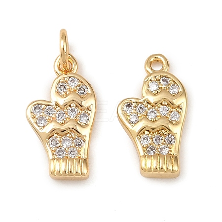 Christmas Brass Micro Pave Cubic Zirconia Charms KK-L255-18G-06-1