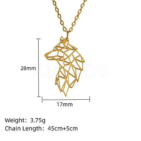 304 Stainless Steel Geometric Artistic Hollow Animal Pendant Necklaces JK0174-9-1