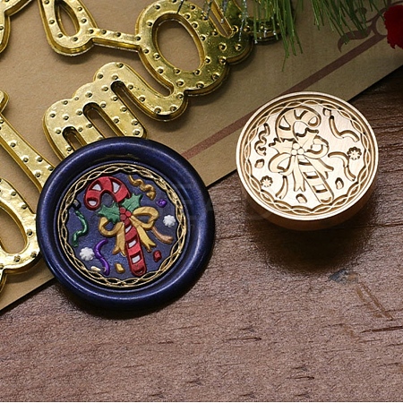 Christmas Series Wax Seal Brass Stamp Head AJEW-M037-01G-18-1