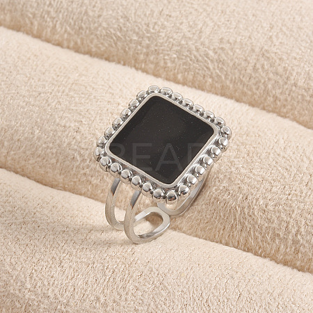 304 Stainless Steel with Enamel Cuff Open Rings for Women IT3145-2-1