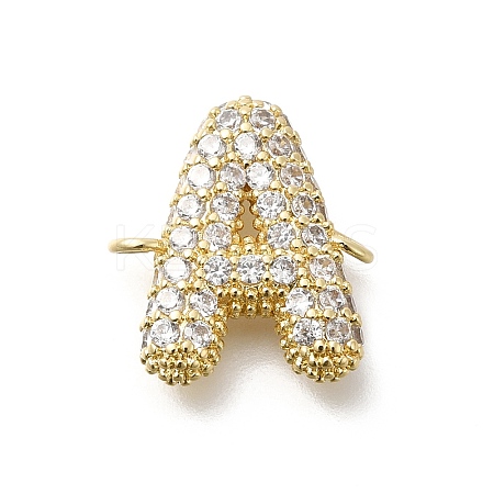 Brass Micro Pave Cubic Zirconia Letter Links X-KK-I717-04A-1