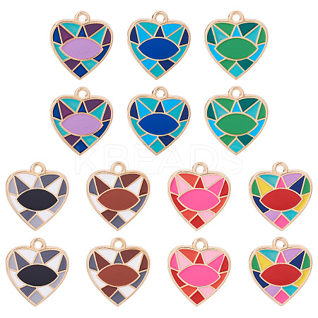 14Pcs 7 Colors Rack Plating Alloy Enamel Pendants ENAM-TA0002-53-1