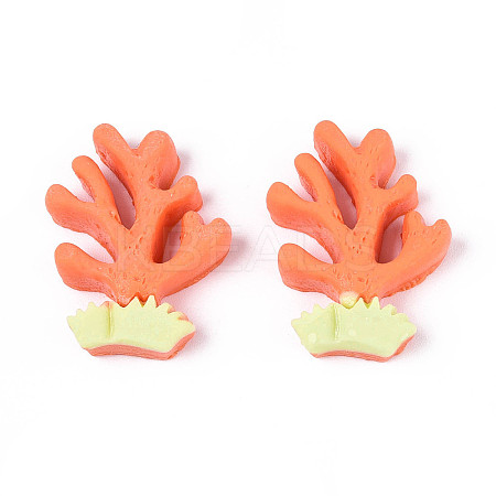 Coralline Opaque Resin Cabochons CRES-T025-45-1