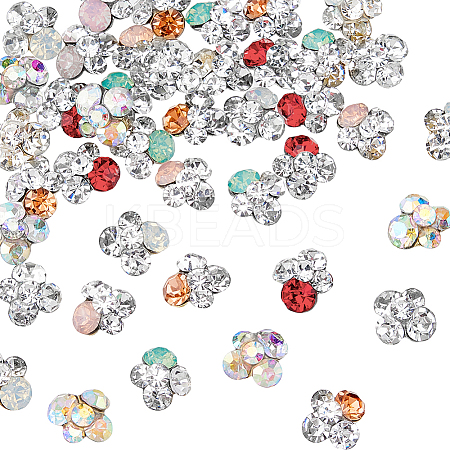 42Pcs 7 Colors Alloy Rhinestone Cabochons MRMJ-HY0001-01-1