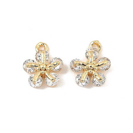 Brass Micro Pave Cubic Zirconia Charms KK-C155-04G-01-1