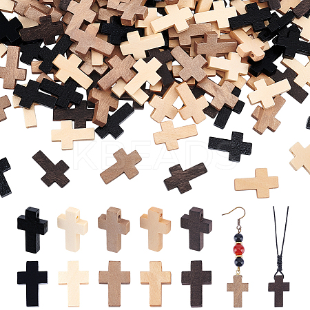 200Pcs 5 Colors Wooden Pendants WOOD-UN0001-13-1