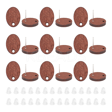 Unicraftale 30Pcs Oval Wood Stud Earring Findings WOOD-UN0001-06-1