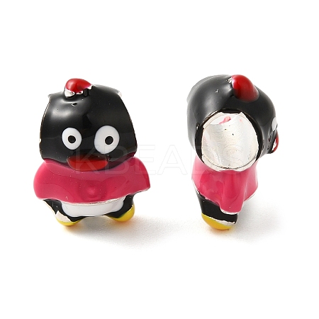 Cartoon Penguin Alloy Enamel European Beads FIND-U008-03G-B-1