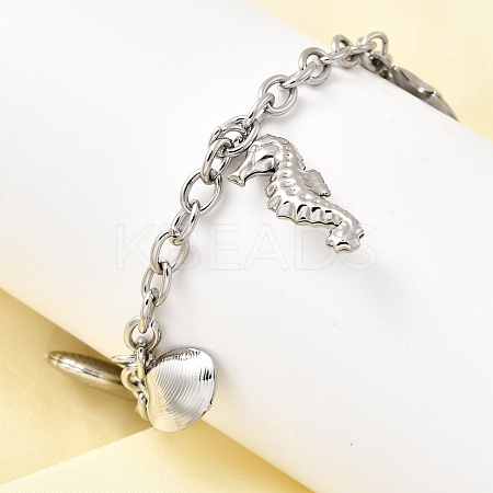 304 Stainless Steel Charm Bracelets BJEW-P368-08A-P-1