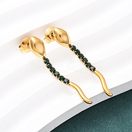 304 Stainless Steel Snake Stud Earrings LS-EJEW-A136-03B-G-1