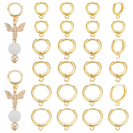 30Pcs 3 Styles Brass Huggie Hoop Earring Findings KK-PH0011-10-1