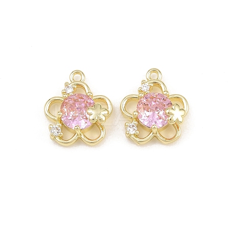 Brass Pave Pearl Pink Cubic Zirconia Pendants CU-CBA8124-01C-G-1