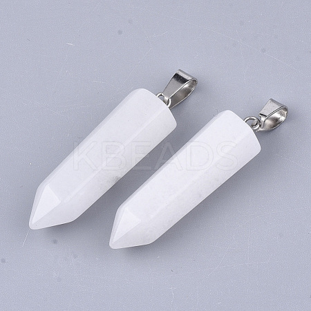 Natural White Jade Point Pendants G-R220-34R-1