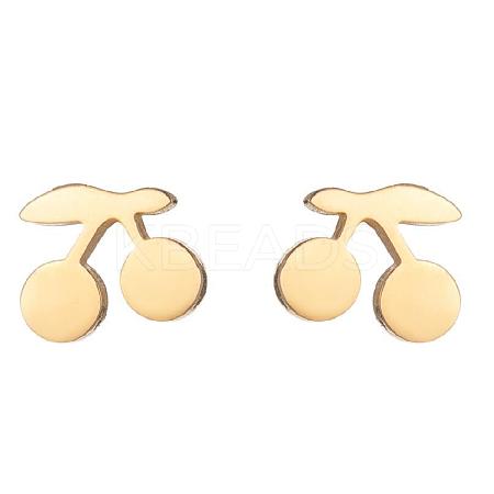 Cute Mini Cherry Apple Earrings Stainless Steel Fruit Jewelry Sweet Accessories LS-ST3603585-1