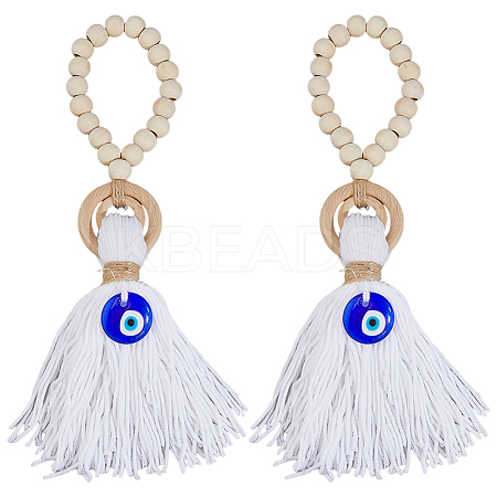 Wooden Beads Door Handle Pendant Decorations AJEW-WH0270-923A-1