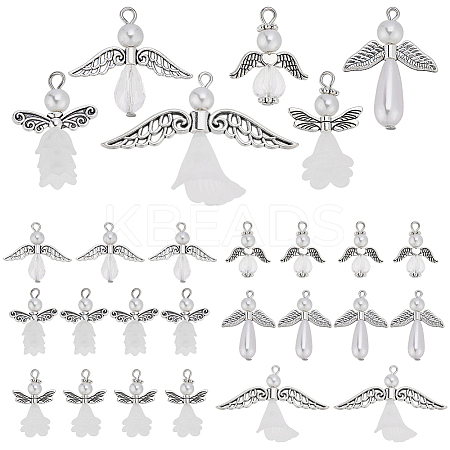 48Pcs 6 Style Alloy & Acrylic & Glass Pendants PALLOY-AR00032-1